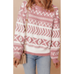 Sunnie Pink Abstract Print Pullover Sweater