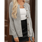 Izabelle Grey Textured Detail Button Down Long Sleeve Sweater Cardigan