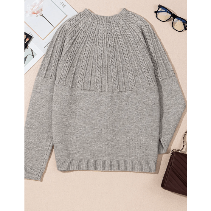 Izabelle Grey Textured Detail Button Down Long Sleeve Sweater Cardigan