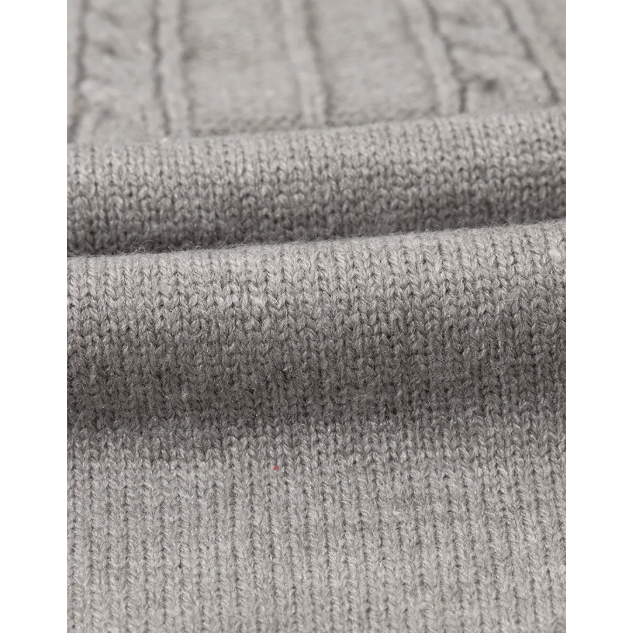 Izabelle Grey Textured Detail Button Down Long Sleeve Sweater Cardigan