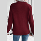 Trilly Burgundy Contrast Lace Frilled Trim Raglan Sleeve Sweater