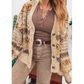 Lori Khaki Western Pattern Knitted Button V Neck Cardigan Sweater