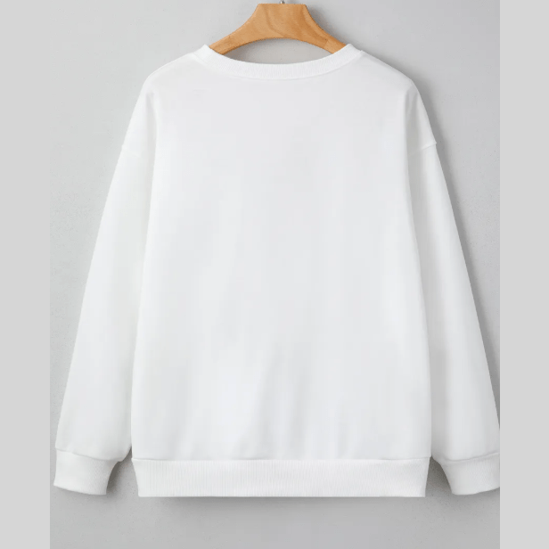 White Pearl Plaid Christmas Tree Patched Drop Shoulder Sweatshirt
