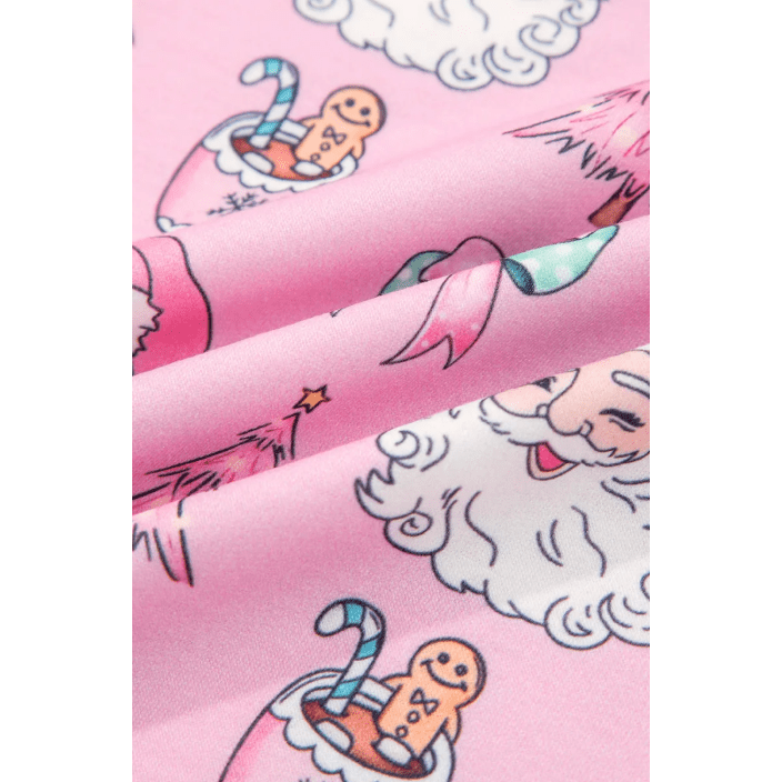 Santa Print Pink 2pcs Lounge Short Set