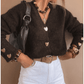 Evonne Chicory Coffee Heart Metal Button V Neck Cardigan