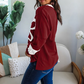 RTS Vernita Red Dahlia Cheerful Daisy Flower Patched Round Neck Long Sleeve Top