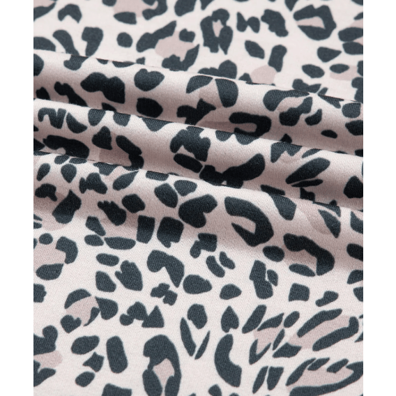 RTS Clementina Leopard Print Contrast V Neck Varsity Stripe Detail Long Sleeve Top