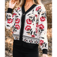 Teresa Off White Floral Print Buttoned Front V Neck Knit Cardigan
