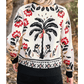 Teresa Off White Floral Print Buttoned Front V Neck Knit Cardigan