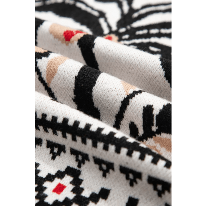 Teresa Off White Floral Print Buttoned Front V Neck Knit Cardigan