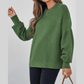 Zoel Vineyard Green Mixed Textured Knitted Crew Neck Sweater