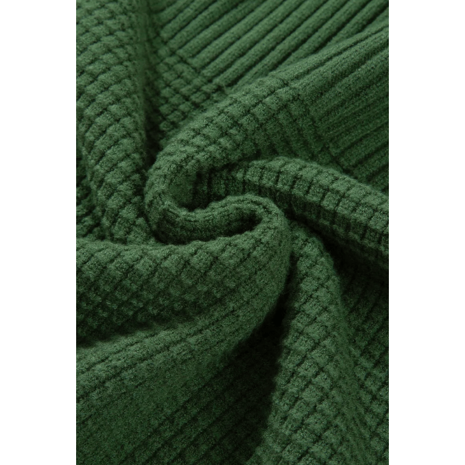 Zoel Vineyard Green Mixed Textured Knitted Crew Neck Sweater