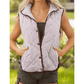 Nycole Brown Stripe Contrast Trim Snap Button Collared Winter Vest