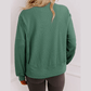 Clydie Evergreen Raw Seam Patchwork Ribbed Drop Shoulder Sweatshirt