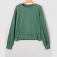 Clydie Evergreen Raw Seam Patchwork Ribbed Drop Shoulder Sweatshirt