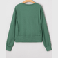 Clydie Evergreen Raw Seam Patchwork Ribbed Drop Shoulder Sweatshirt