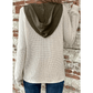 Beatrix Waffle Contrast Half Buttoned Hooded Pullover Top