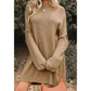 Eva Pale Khaki Oversize Drop Shoulder Slouchy Sweater Dress