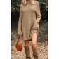 Eva Pale Khaki Oversize Drop Shoulder Slouchy Sweater Dress