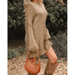 Eva Pale Khaki Oversize Drop Shoulder Slouchy Sweater Dress