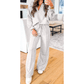 Ingrid Light Grey Polo Collar V Neck Pullover and Drawstring Sweatpants Set