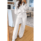 Ingrid Light Grey Polo Collar V Neck Pullover and Drawstring Sweatpants Set