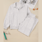 Ingrid Light Grey Polo Collar V Neck Pullover and Drawstring Sweatpants Set