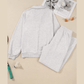 Ingrid Light Grey Polo Collar V Neck Pullover and Drawstring Sweatpants Set
