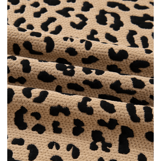 Alessa Leopard Polo Collar V Neck Pullover Top