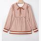 Kit Brown Stripe Babydoll Long Sleeve Blouse