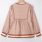 Kit Brown Stripe Babydoll Long Sleeve Blouse