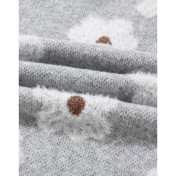 Liza Flower Print V Neck Drop Shoulder Baggy Sweater