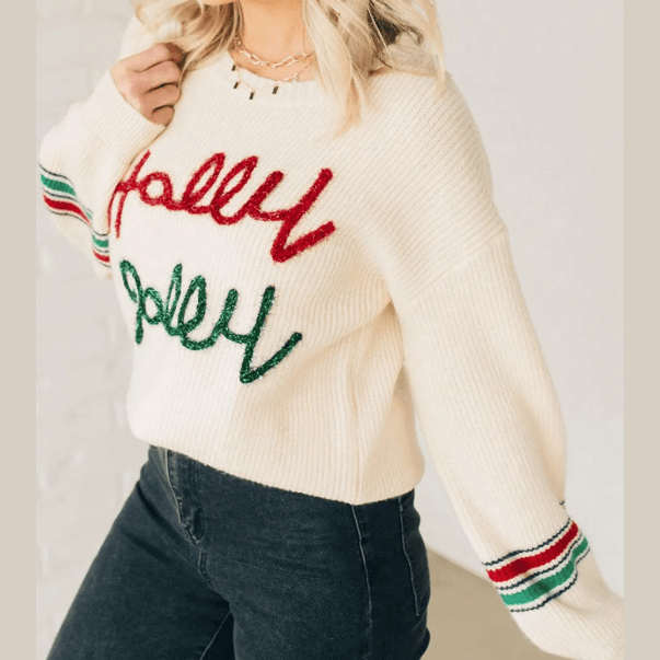 Tinsel Holly Jolly Graphic Classic Sweater