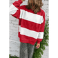Genevieve Fiery Red Colorblock Drop Shoulder Baggy Sweatshirt
