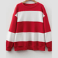 Genevieve Fiery Red Colorblock Drop Shoulder Baggy Sweatshirt