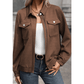 Jacqueline Brown Zip Up Button Flap Pocket Shirt Collar Jackets