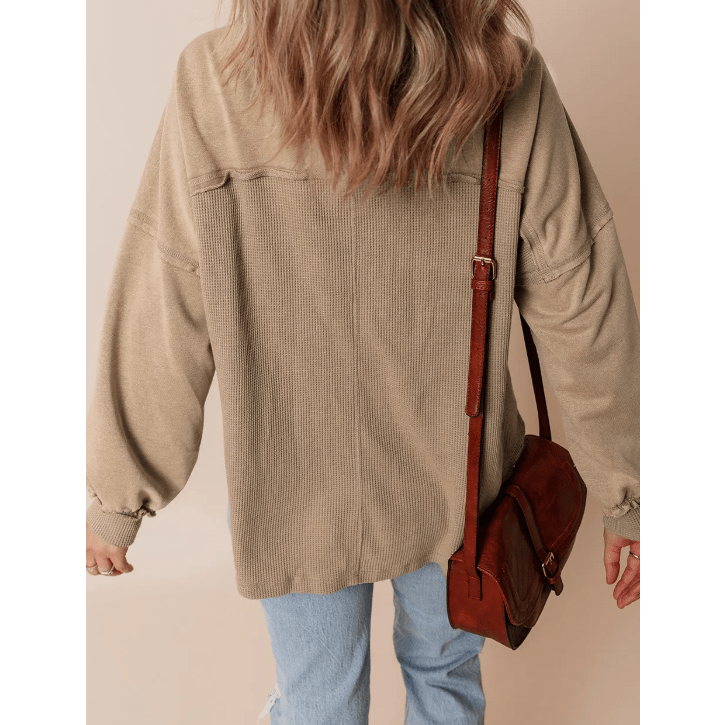 Jordy Mineral Wash Textured Patchwork Loose Fit Shacket