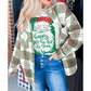 Green Christmas Plaid Casual Flannel Shacket