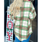 Green Christmas Plaid Casual Flannel Shacket
