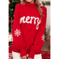 Fiery Red Merry Snowflake Pattern Christmas Turtleneck Sweater