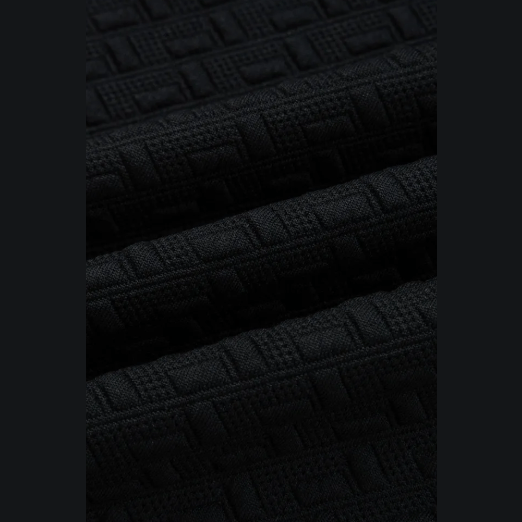 RTS Black Stylish Textured Striped Patchwork Polo Collar Pullover Sweatshirt