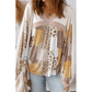 Bella Rose Floral Printed Contrast Patchwork Long Sleeve Top