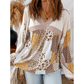 Bella Rose Floral Printed Contrast Patchwork Long Sleeve Top