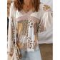 Bella Rose Floral Printed Contrast Patchwork Long Sleeve Top