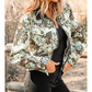 Vivian Floral Print Zip Up Contrast Collared Jacket