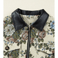 Vivian Floral Print Zip Up Contrast Collared Jacket