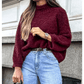 Klair Burgundy Popcorn Mock Neck Solid Sweater