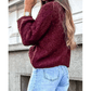 Klair Burgundy Popcorn Mock Neck Solid Sweater