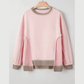 Getty Light Pink Color Block Mix Texture Waffle Patchwork Oversize Sweatshirt