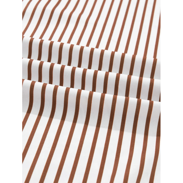 Tona Brown Stripe Contrast Leopard Patchwork Long Shirt Dress with Slits